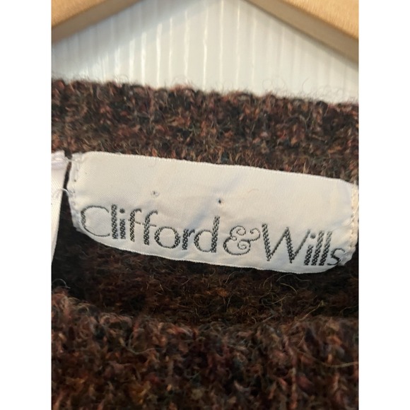Vintage Women Clifford & Wills 100%  Shetland Wool Pullover Brown Sweater Medium - Picture 6 of 6
